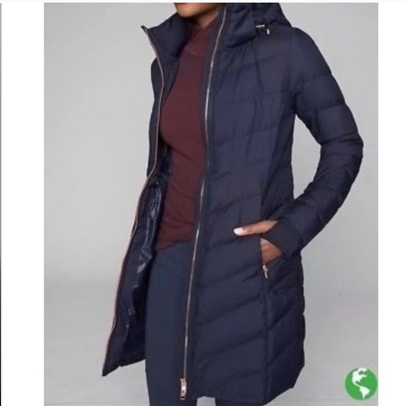Athleta Goose Down Parka, Navy with Rose Gold - Size Medium - Picture 2 of 9